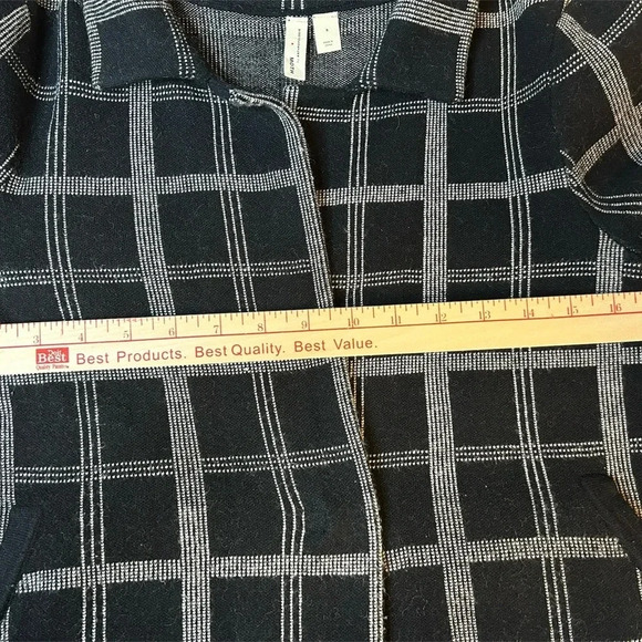 ANTHROPOLOGIE Moth Black Windowpane Plaid Knit Sweater Blazer Women’s Small - Picture 5 of 10